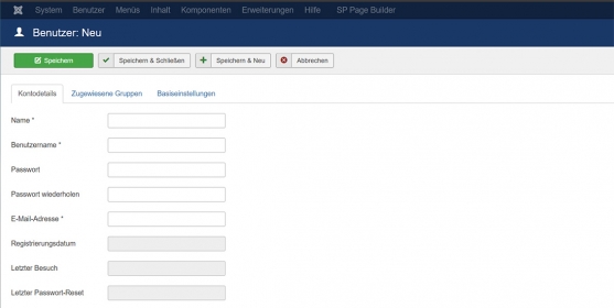 Wie wird ein neuer Benutzer im Joomla-Backend angelegt?